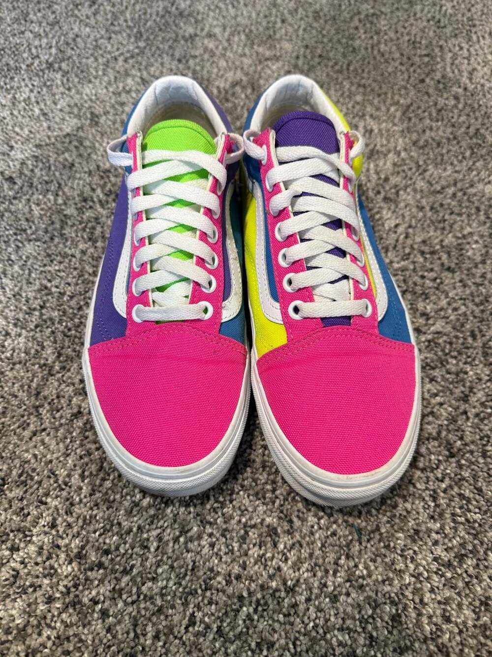 Vans Old Skool Neon Color Block Canvas Sneakers Size Women's 8